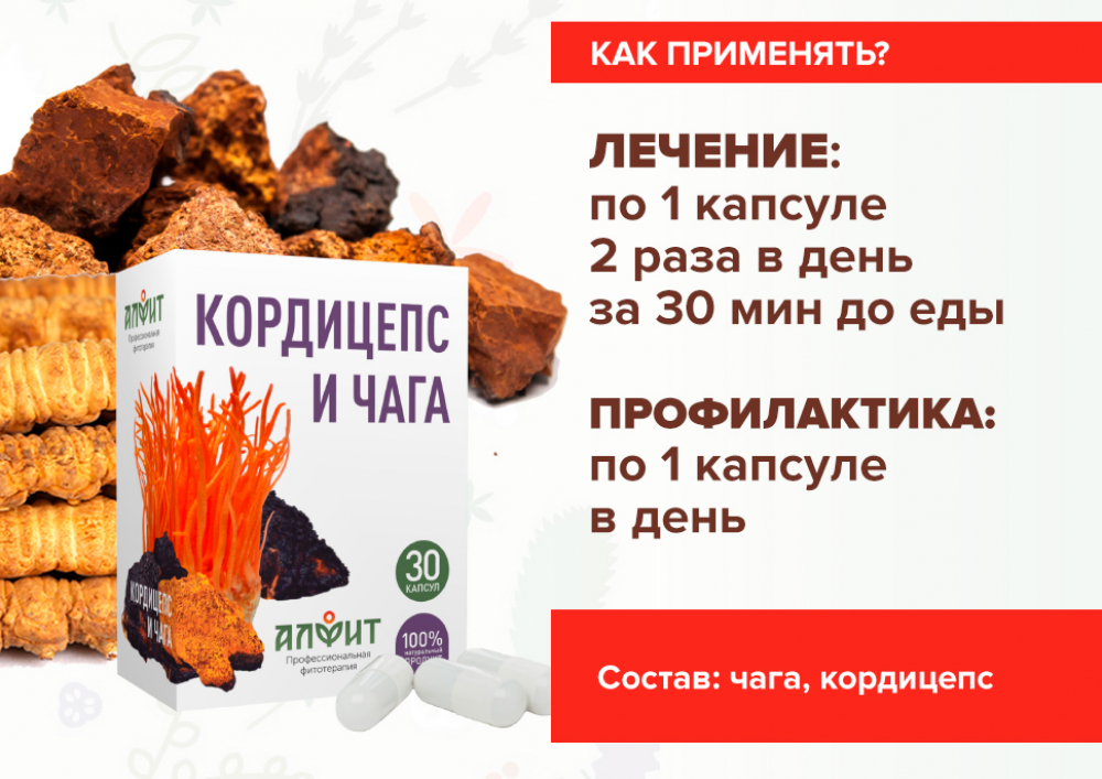 «Кордицепс и чага» 30 капсул по 430 мг, Алфит заказать по низкой цене в ...
