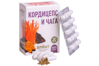 Концентрат на растительном сырье «Кордицепс и чага» 30 капсул по 430 мг, Алфит