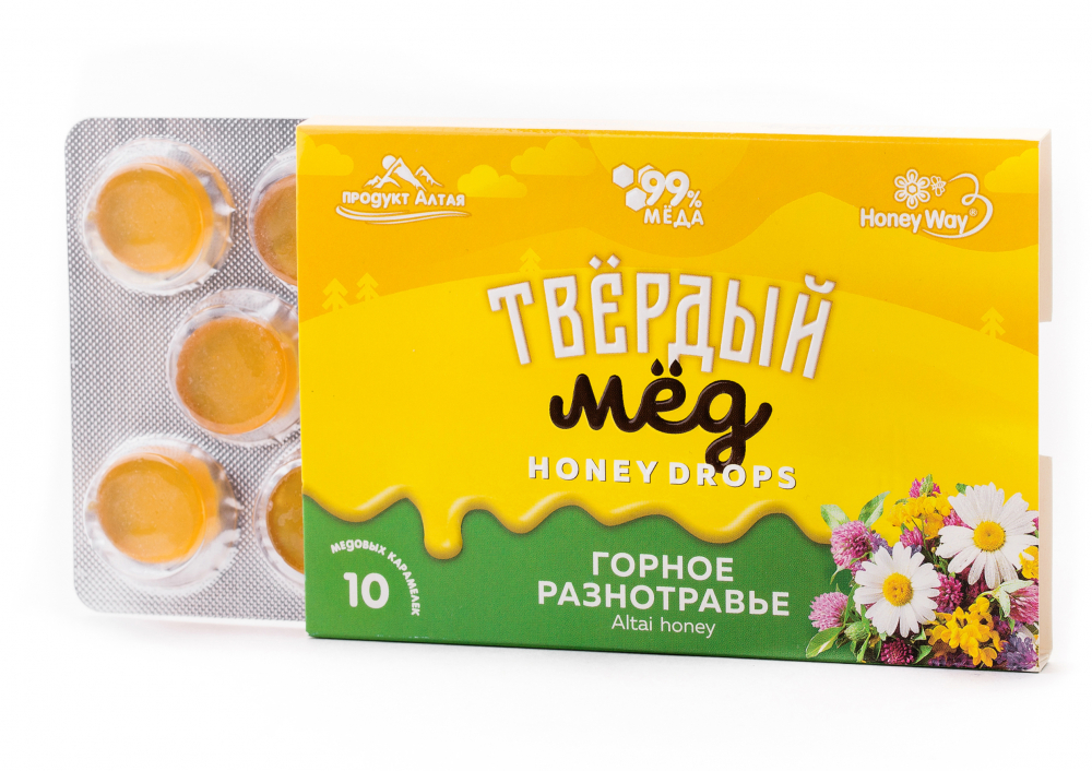 Карамель медовая «Твердый мед» горное разнотравье, HoneyWay купить по ...