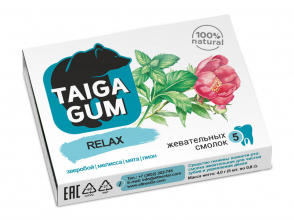 Смолка Taiga Gum «Relax» в растительной пудре, без сахара, 5 шт. ТМ Алтайский Нектар