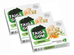 Смолка Taiga Gum «Immuno» в растительной пудре, без сахара, 5 шт. ТМ Алтайский Нектар Набор из 3 штук