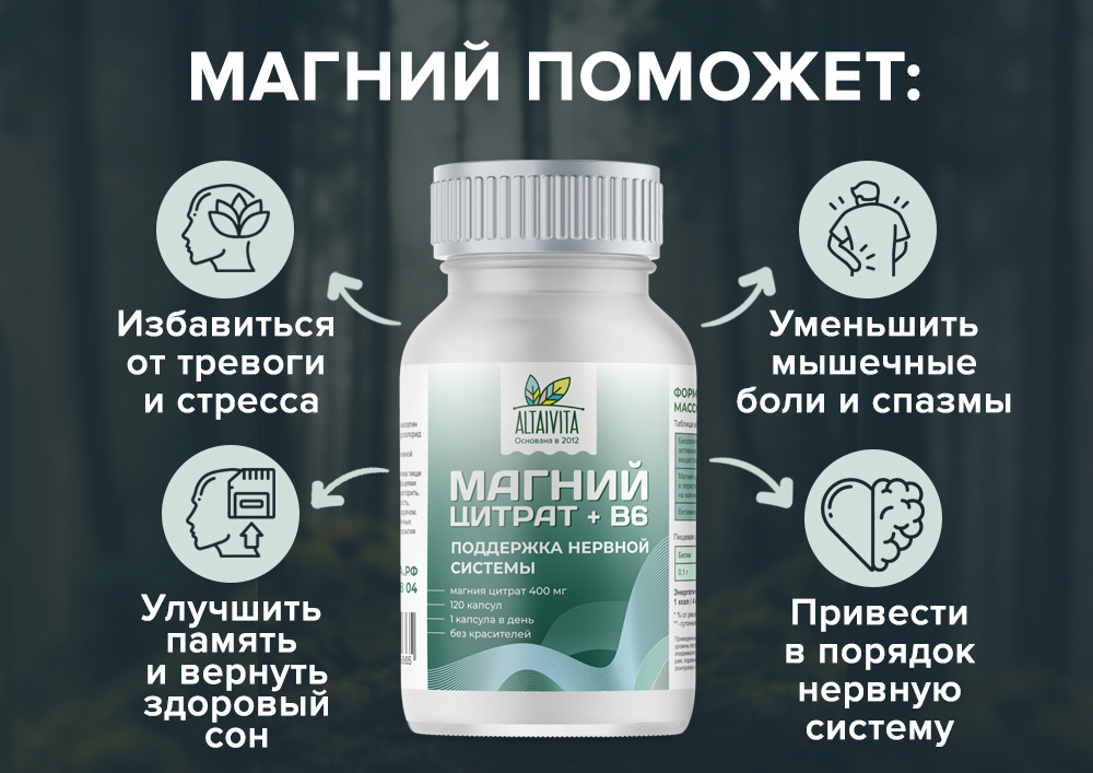 Магний цитрат + витамин B6, 120 капсул купить в интернет-магазине ...