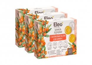 Карамель леденцовая с облепиховым маслом и витамином С, Eleo набор из 3 штук