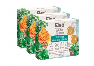 Карамель леденцовая с прополисом, ментолом и мелиссой, Eleo набор из 3 штук