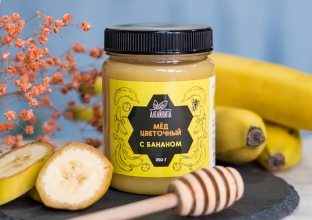 Цветочный мед с бананом, 350 г Цветочный мед с бананом, 350 г