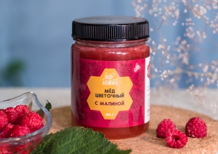 Цветочный мед с малиной, 350 г