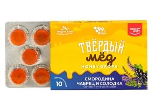 Карамель медовая «Твердый мед» со смородиной, чабрецом и солодкой, HoneyWay Карамель медовая «Твердый мед» со смородиной, чабрецом и солодкой, HoneyWay